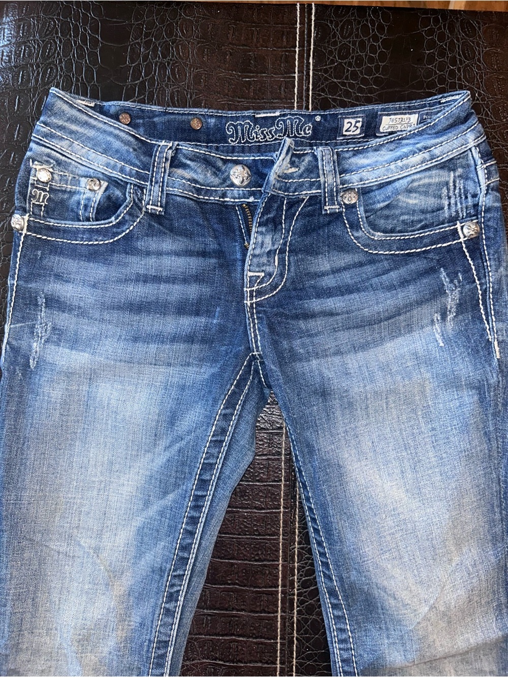 Miss Me Blue Washed Ankle Crop Jeans